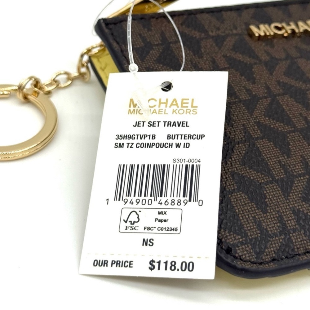 Michael Kors Jet Set Travel Small Signature Logo Coin Purse Buttercup - Picture 8 of 8